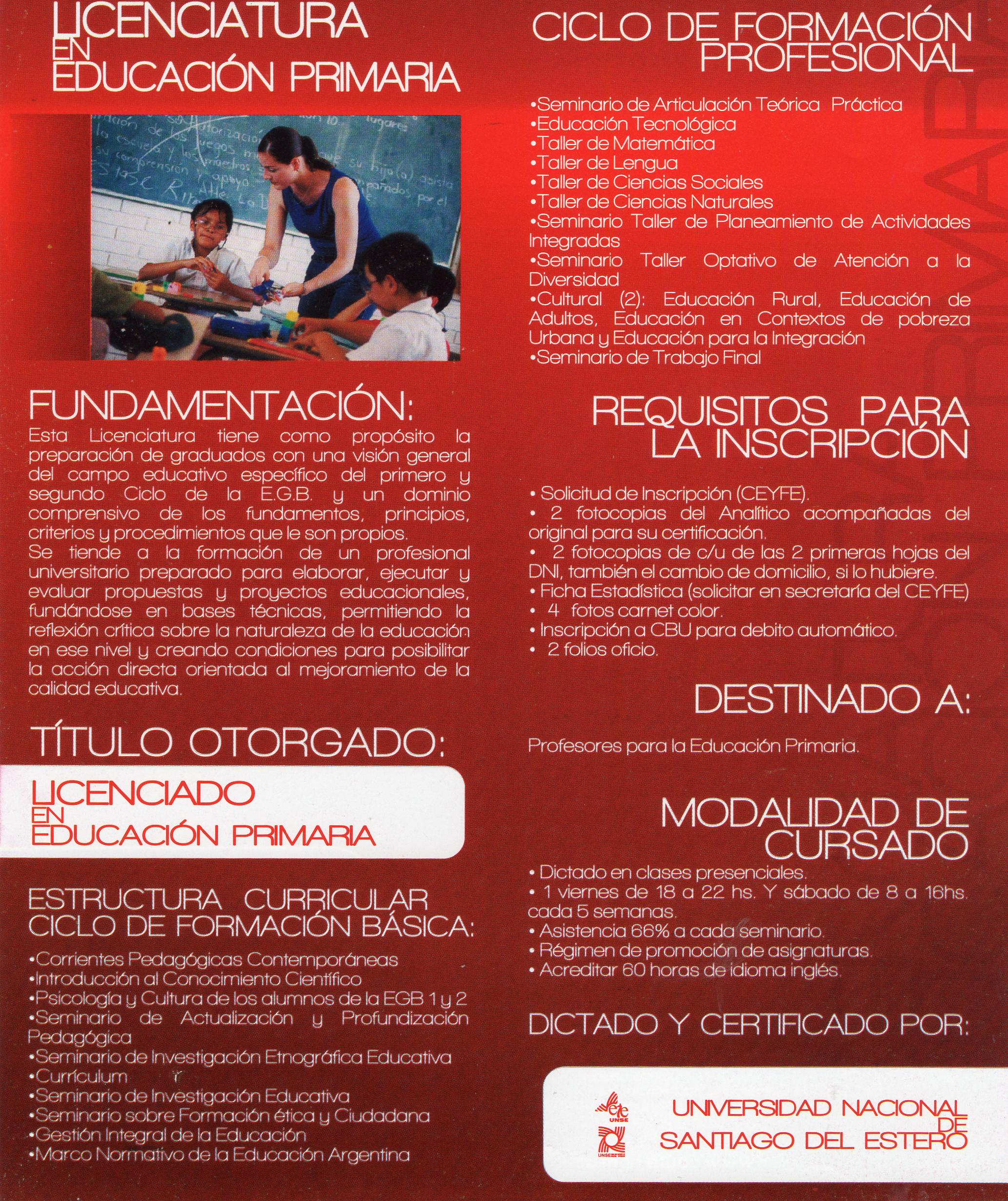 Licenciaturas en Camilo Aldao de la Universidad de Santiago del Estero